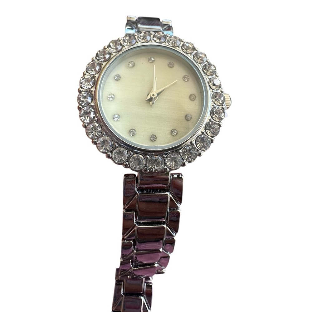 Silver Tone Rhinestone Rimmed Watch - Picture 4 of 7